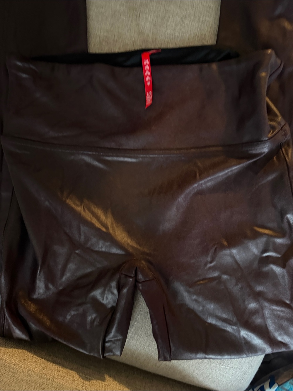 SPANX Faux Leather High-Waist Shorts - Brown